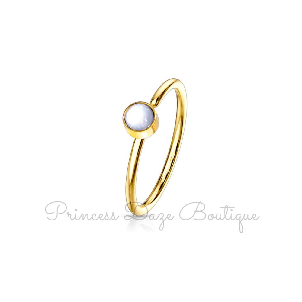 Gold‎ Illuminating Stone Bendable Hoop Nose Septum Ring
